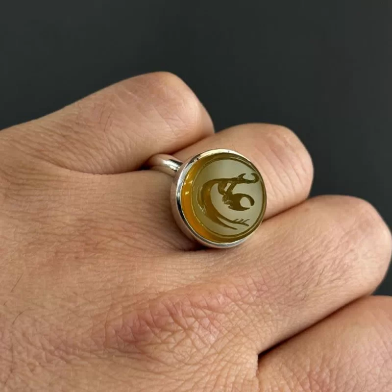 انگشتر نقره مردانه مدل عقیق زرد شرف الشمس کد 122