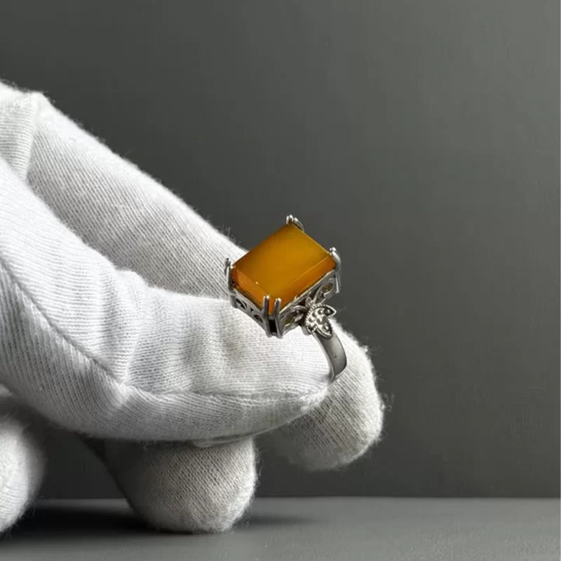 انگشتر نقره زنانه مدل عقیق زرد شرف الشمس کد 58