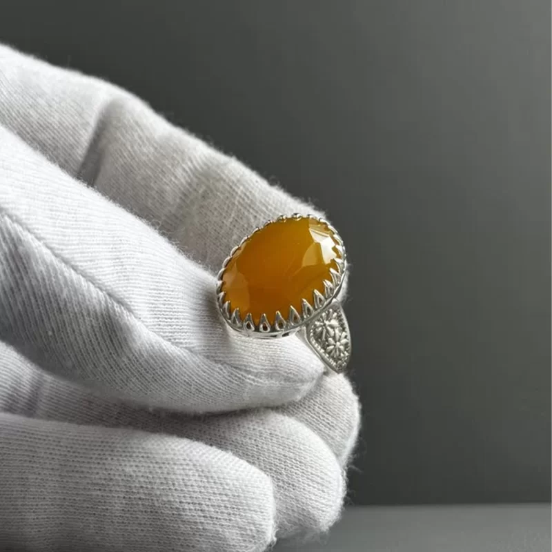 انگشتر نقره زنانه مدل عقیق زرد شرف الشمس کد 61