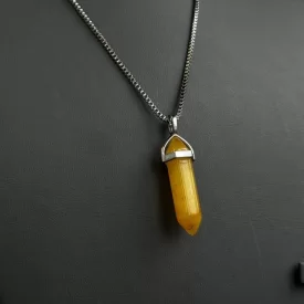 مدال زنجیردار زنانه مدل عقیق زرد شرف الشمس کد 195