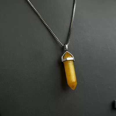 مدال زنجیردار زنانه مدل عقیق زرد شرف الشمس کد 195