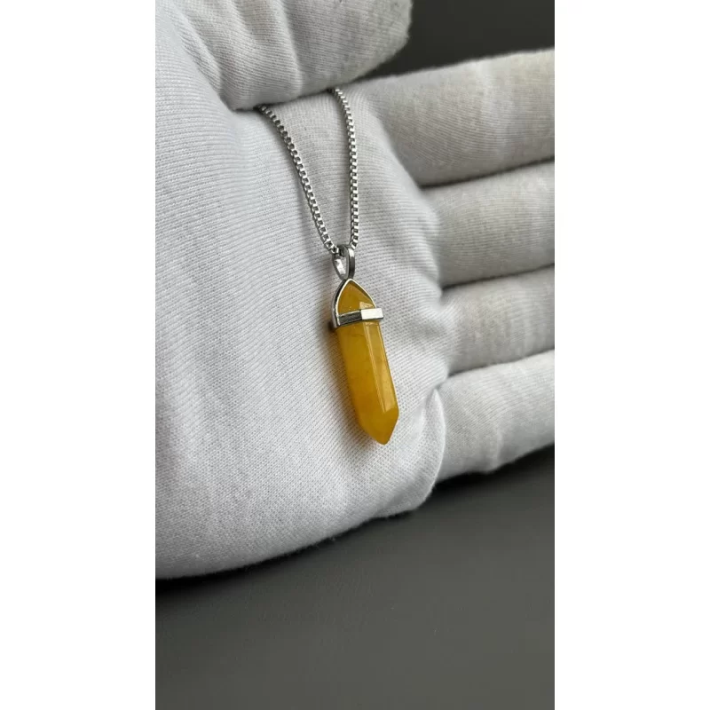 مدال زنجیردار زنانه مدل عقیق زرد شرف الشمس کد 195