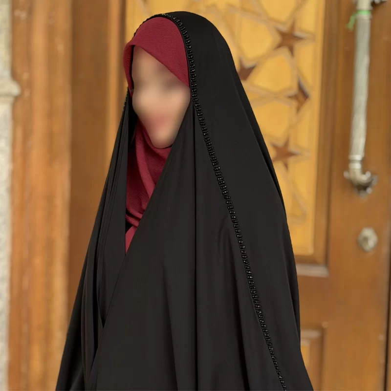 چادر مشکی عربی جواهر دوزی کرپ پورشه مدل مهتاب