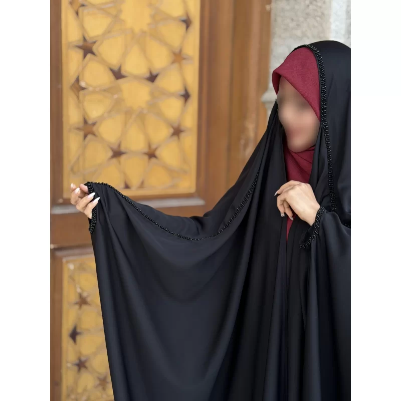 چادر مشکی عربی جواهر دوزی کرپ پورشه مدل مهتاب