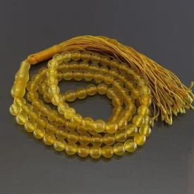 تسبیح جید زرد 101 دانه حکاکی شرف الشمس کد 80329