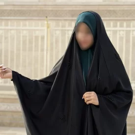 چادر مشکی عربی جواهر دوزی کرپ پورشه مدل پاپیون