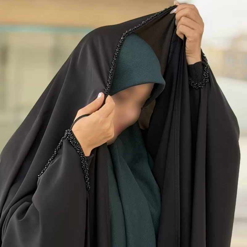 چادر مشکی عربی جواهر دوزی کرپ پورشه مدل ترنم