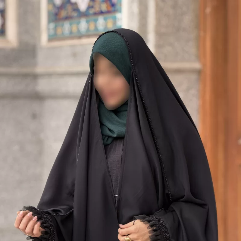 چادر مشکی عربی جواهر دوزی تریزا کره مدل گیپور