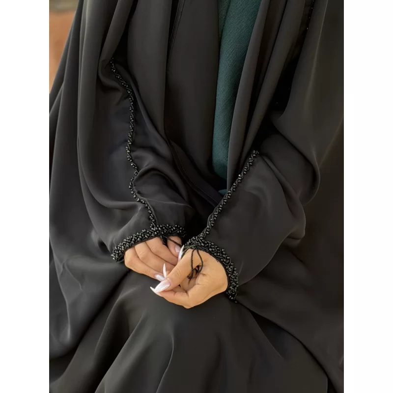 چادر مشکی عربی جواهر دوزی کرپ پورشه مدل ترنم