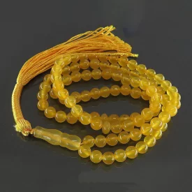 تسبیح جید زرد 101 دانه حکاکی شرف الشمس کد 114346