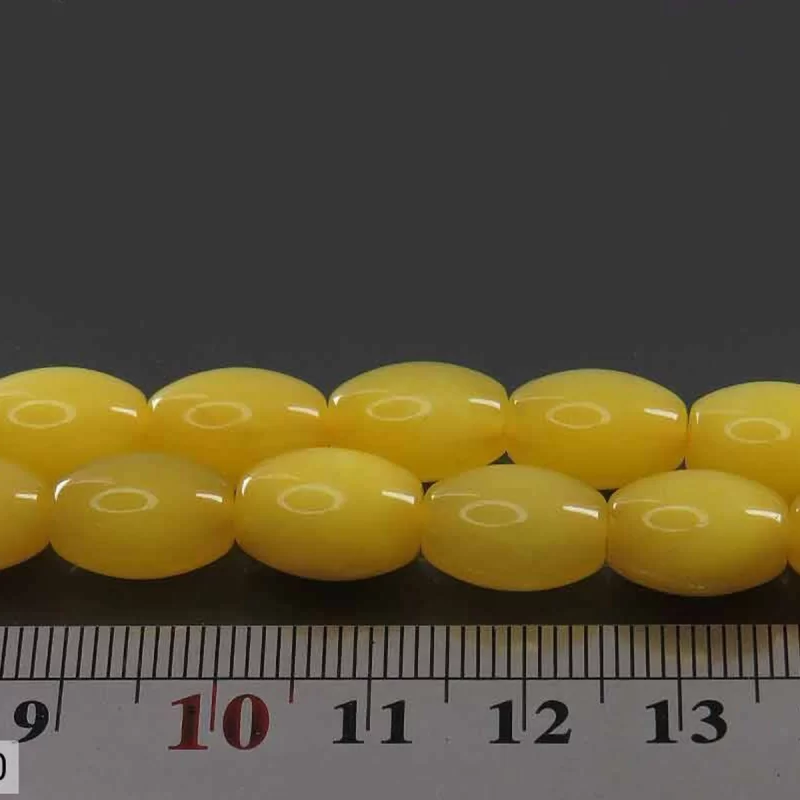 تسبیح جید زرد 33 دانه تراش گندمی حکاکی شرف الشمس کد 156870