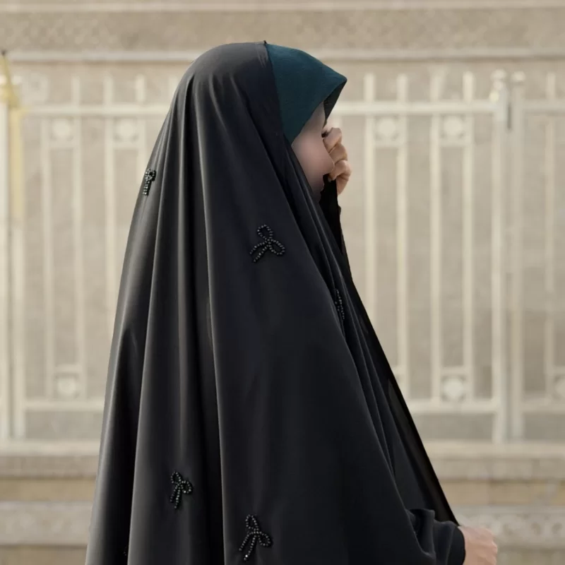چادر مشکی عربی جواهر دوزی تریزا کره مدل پاپیون 