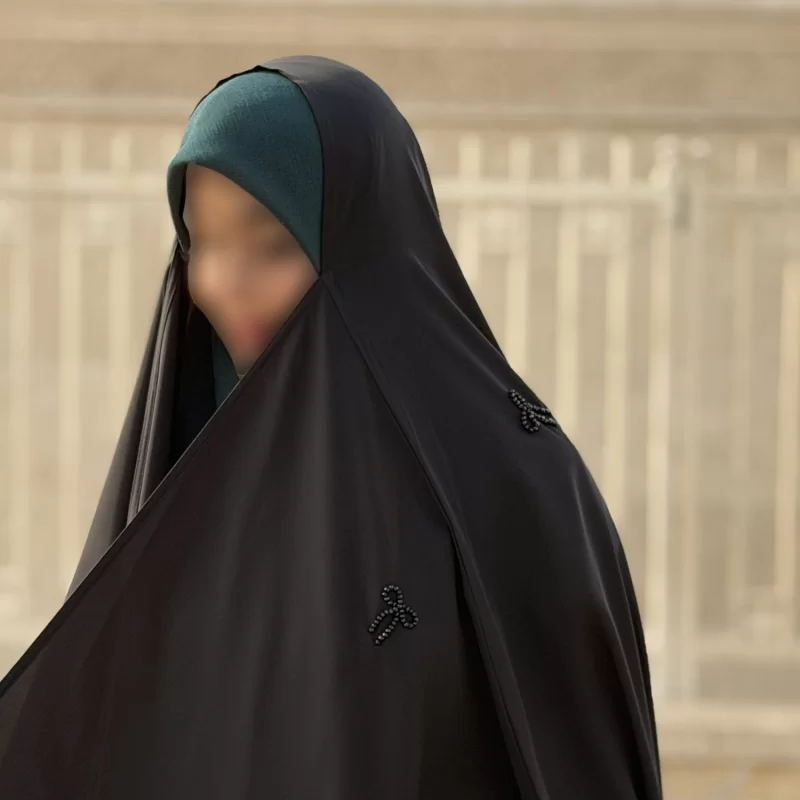 چادر مشکی عربی جواهر دوزی تریزا کره مدل پاپیون 