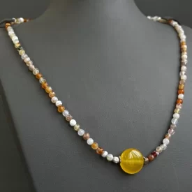 گردنبند سنگی زنانه مدل عقیق زرد شرف الشمس کد 193