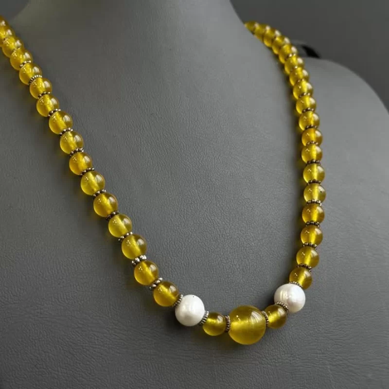 گردنبند سنگی زنانه مدل عقیق زرد شرف الشمس کد 190