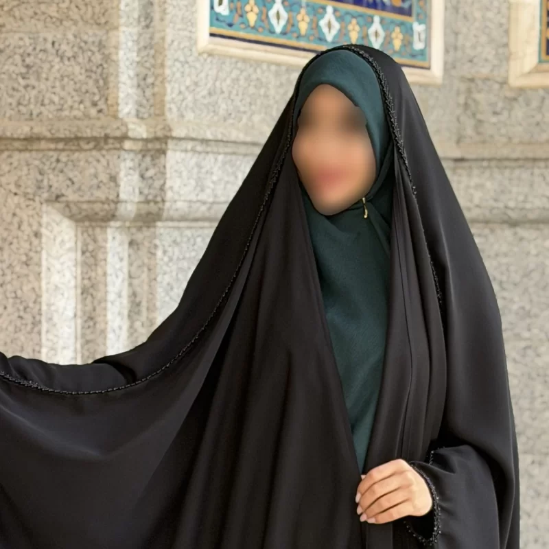 چادر مشکی عربی جواهر دوزی کرپ پورشه مدل گندم