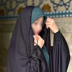 چادر مشکی عربی جواهر دوزی کرپ پورشه مدل النگویی