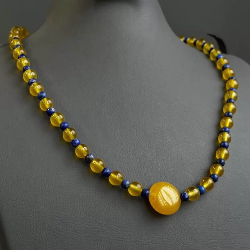 گردنبند سنگی زنانه مدل عقیق زرد شرف الشمس کد 194