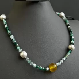 گردنبند سنگی زنانه مدل عقیق زرد شرف الشمس کد 191