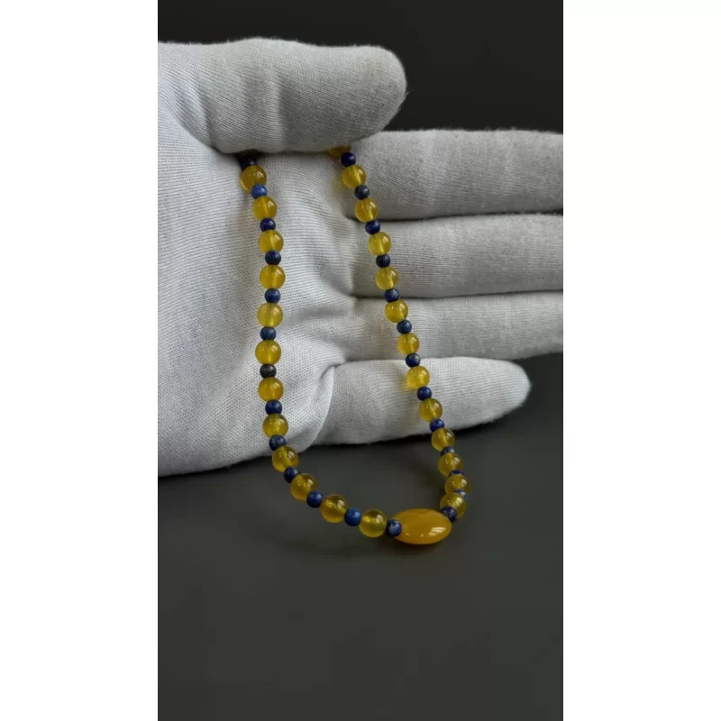 گردنبند سنگی زنانه مدل عقیق زرد شرف الشمس کد 194