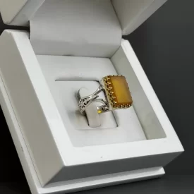 انگشتر نقره مردانه مدل عقیق زرد شرف الشمس کد 120