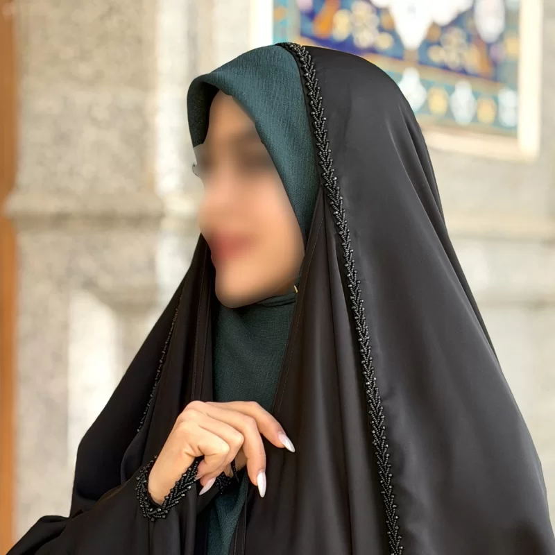 چادر مشکی عربی جواهر دوزی کرپ پورشه مدل گندم