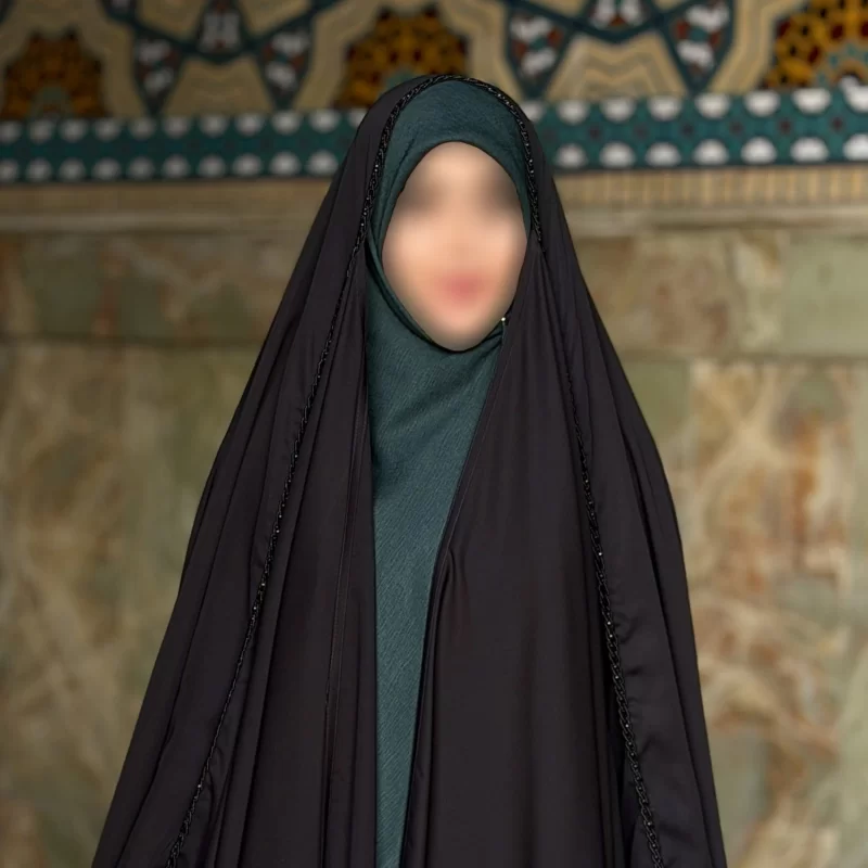 چادر مشکی عربی جواهر دوزی کرپ پورشه مدل النگویی
