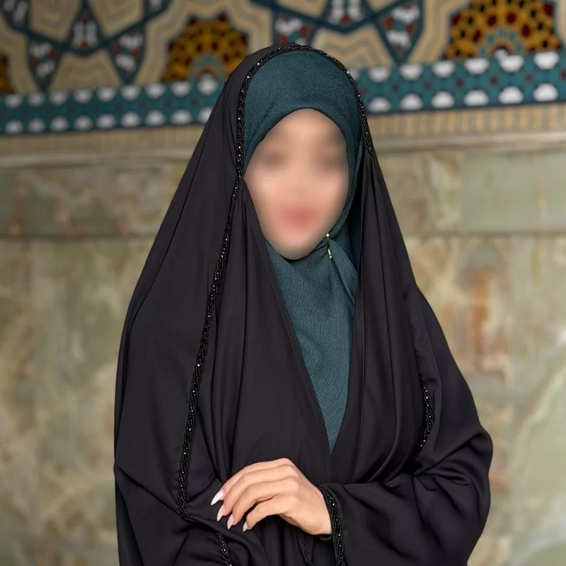 چادر مشکی عربی جواهر دوزی کرپ پورشه مدل النگویی