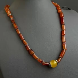 گردنبند سنگی زنانه مدل عقیق زرد شرف الشمس کد 188