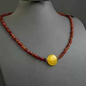 گردنبند سنگی زنانه مدل عقیق زرد شرف الشمس کد 192