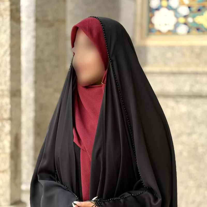 چادر مشکی عربی جواهر دوزی کرپ پورشه مدل مهستان