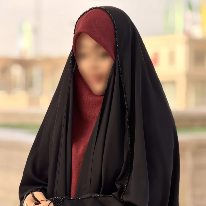 چادر مشکی عربی جواهر دوزی کرپ پورشه مدل ملکه