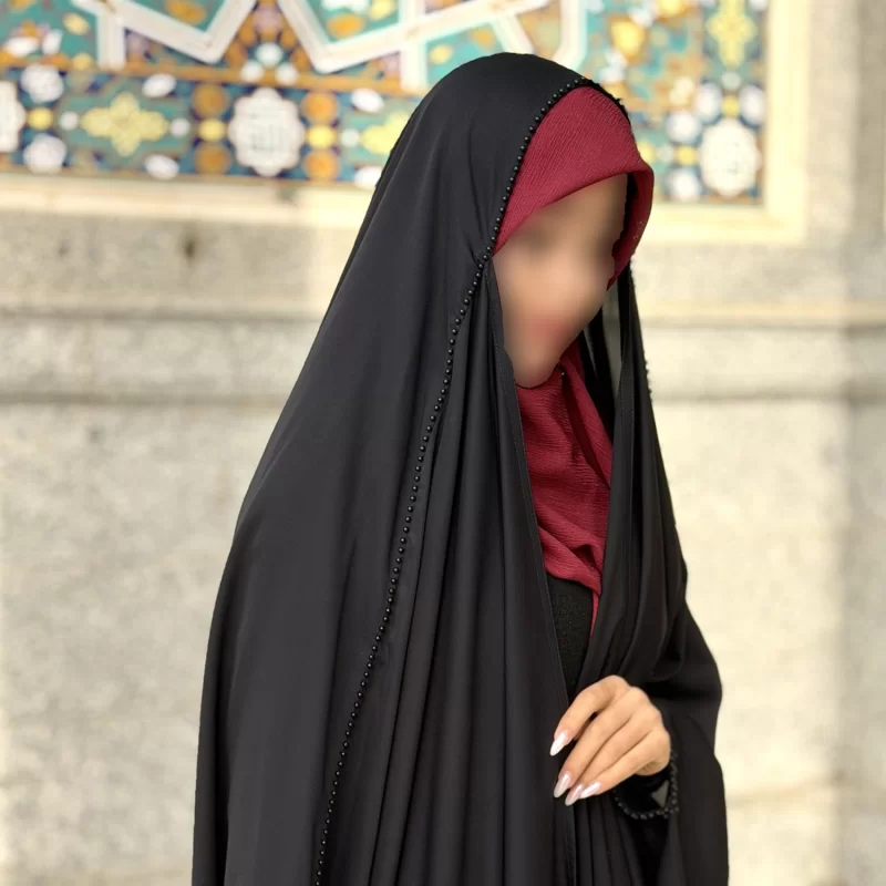 چادر مشکی عربی جواهر دوزی کرپ پورشه مدل مهستان