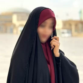 چادر مشکی عربی جواهر دوزی کرپ پورشه مدل زنبوری