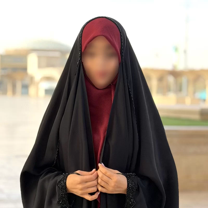 چادر مشکی عربی جواهر دوزی کرپ پورشه مدل ملکه