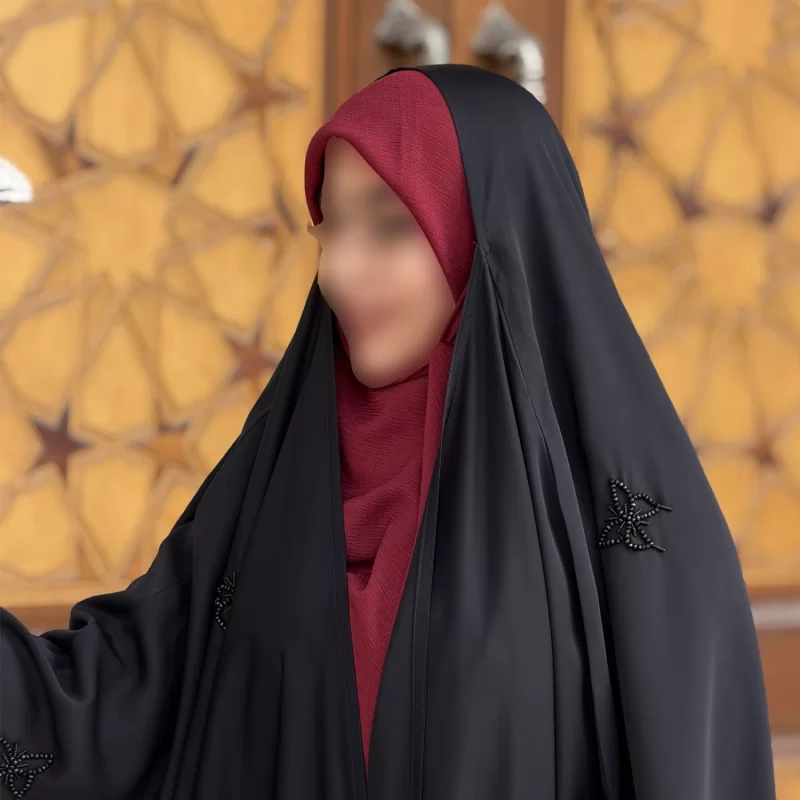 چادر مشکی عربی جواهر دوزی کرپ پورشه مدل پروانه پخش