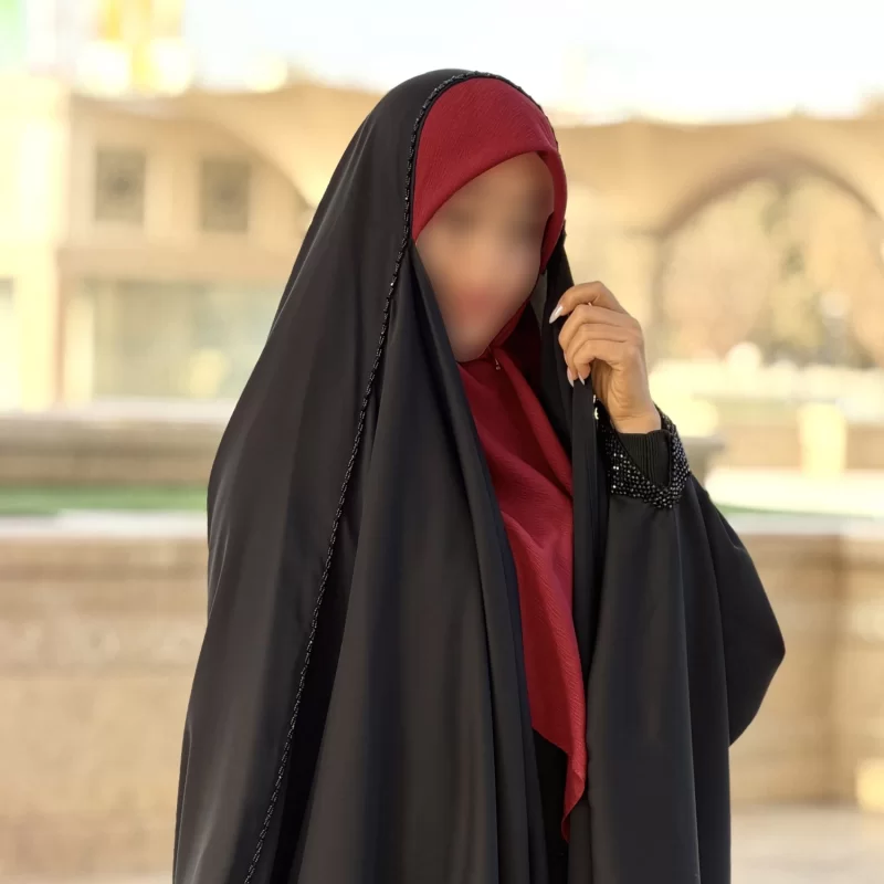 چادر مشکی عربی جواهر دوزی کرپ پورشه مدل ملکه