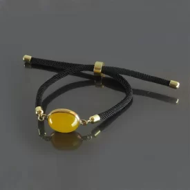دستبند سنگی زنانه مدل عقیق زرد حکاکی شرف الشمس کد 148568