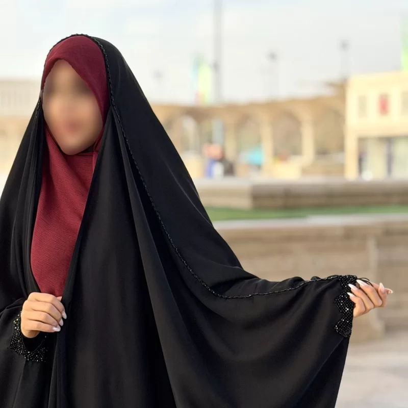 چادر مشکی عربی جواهر دوزی کرپ پورشه مدل ملکه
