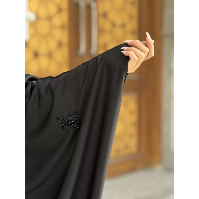 چادر مشکی عربی جواهر دوزی کرپ پورشه مدل پروانه پخش