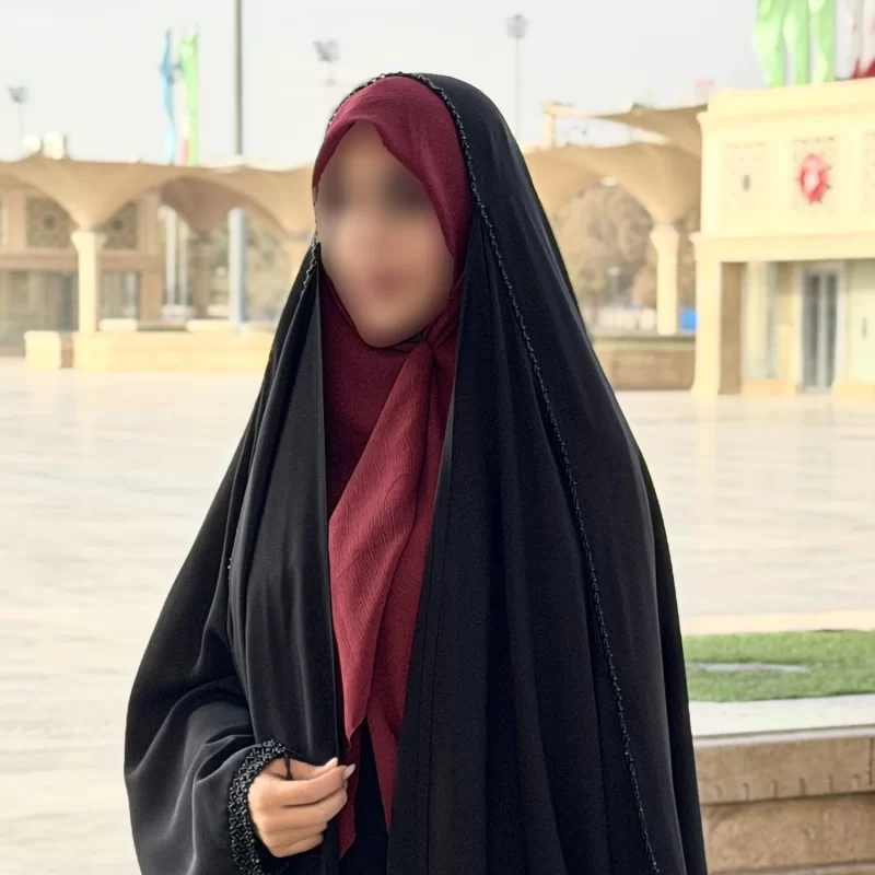 چادر مشکی عربی جواهر دوزی کرپ پورشه مدل زنبوری