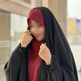 چادر مشکی عربی جواهر دوزی کرپ پورشه مدل ملکه