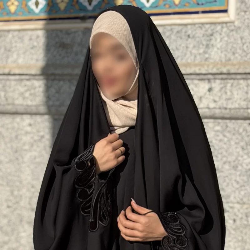 چادر مشکی عربی گلدوزی تریزا کره مدل بتجقه