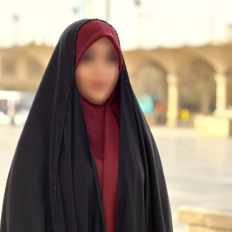 چادر مشکی عربی جواهر دوزی کرپ پورشه مدل زنبوری