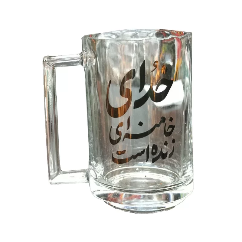 لیوان شیشه ای طرح خدای خامنه ای زنده است