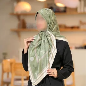 روسری ابریشمی سبز روشن زنانه کد 611