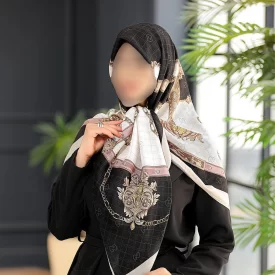 روسری ابریشمی مشکی زنانه کد 322