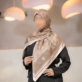 روسری ابریشمی خاکی زنانه کد 611