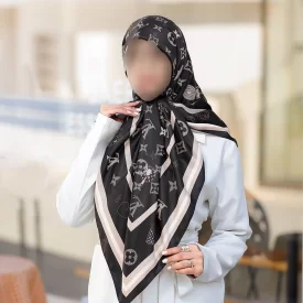 روسری ابریشمی مشکی زنانه کد 611