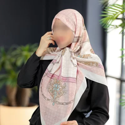 روسری ابریشمی صورتی روشن زنانه کد 322